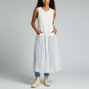 Free People Twice As Nice Maxi Top NWT Women's Sz L Ivory Boho Festival Grunge